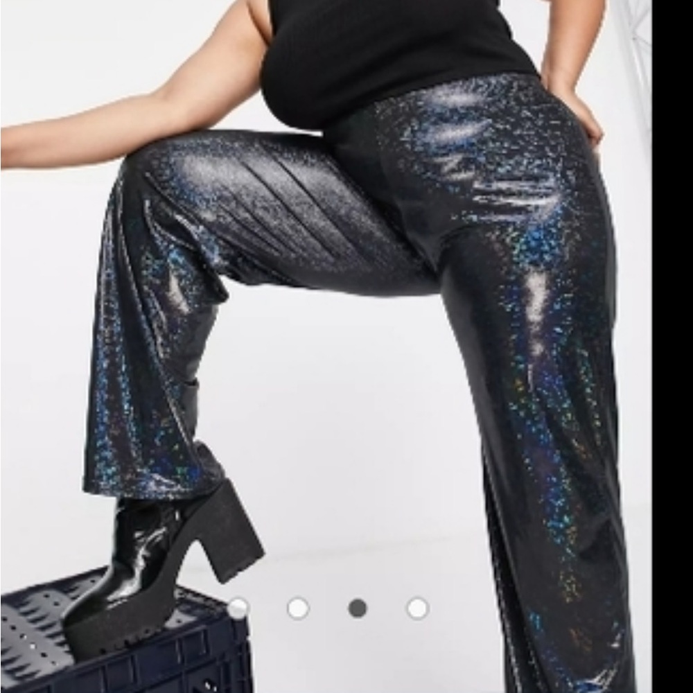 ASOS Design Holographic Pants High Rise Festival Party Pants Plus Size 26‎
